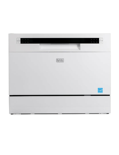 BLACK+DECKER Countertop Dishwasher with 6 Wash Programs & 6 Place Settings - White