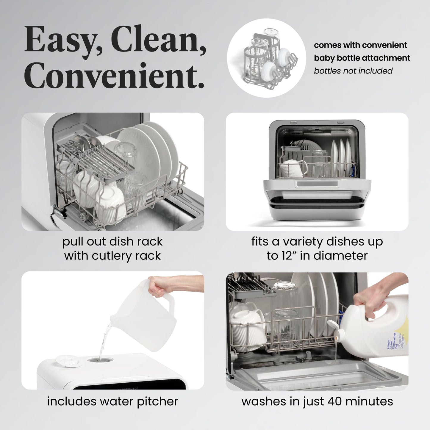 Farberware Portable Countertop Dishwasher with 5L Water Tank for Apartments & RVs
