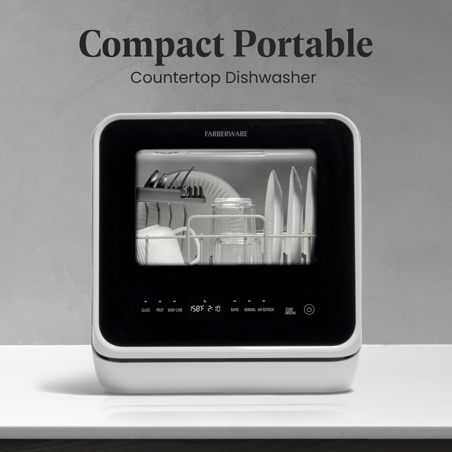 Farberware Portable Countertop Dishwasher with 5L Water Tank for Apartments & RVs
