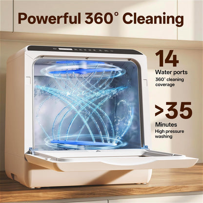 NOVETE Portable Countertop Dishwasher with 5L Water Tank & Air Dry Function