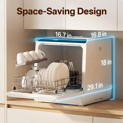 NOVETE Portable Countertop Dishwasher with 5L Water Tank & Air Dry Function