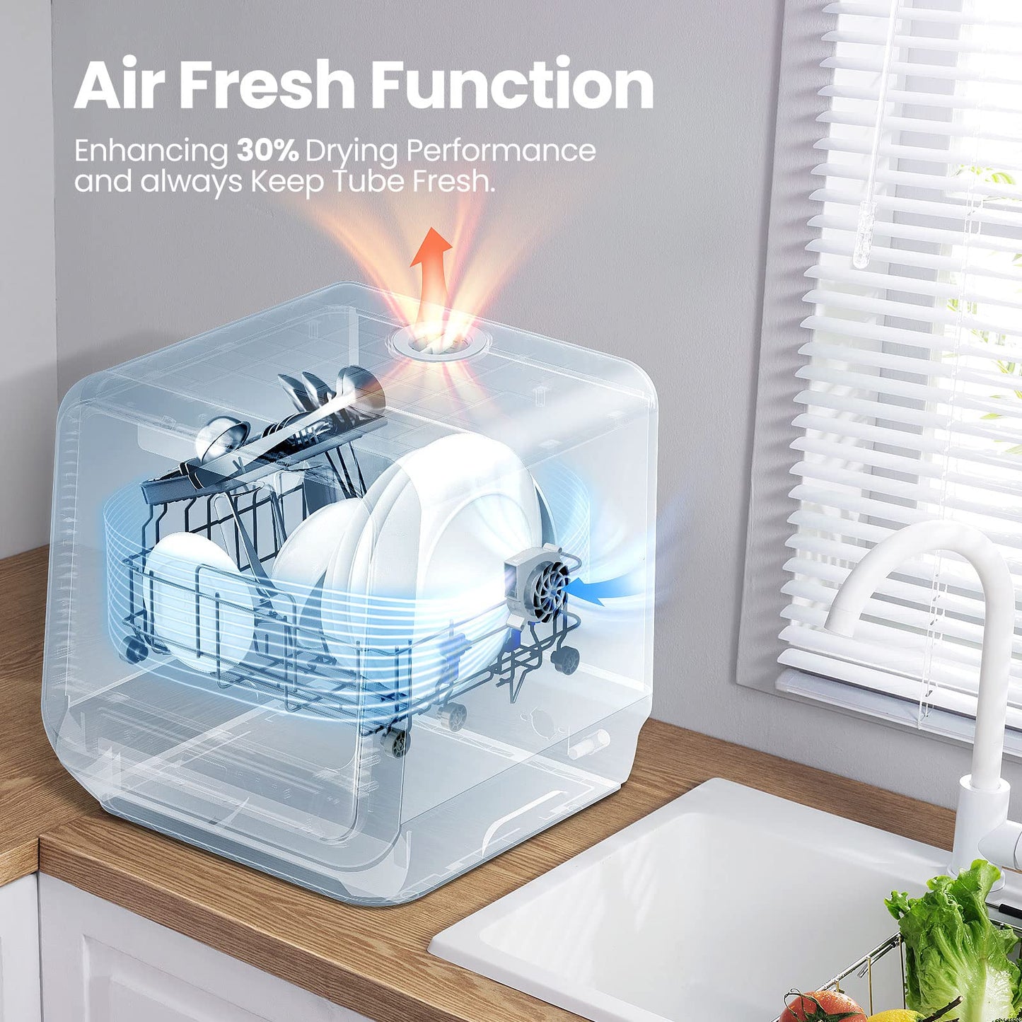 COMFEE Portable Mini Countertop Dishwasher with 6 Programs & Built-In Water Tank